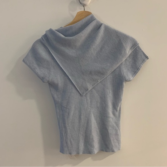 Light Blue Ribbed Knit Top - Picture 2 of 2